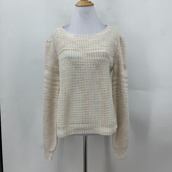 Lulus Always Adoring Sweater Womens S Ivory Space Dye Balloon Sleeve Pullover - Picture 2 of 14